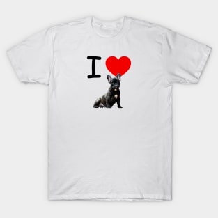 I HEART BLACK FRENCH BULLDOG T-Shirt